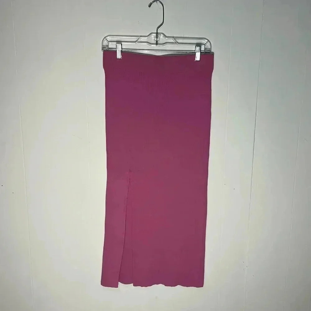 Nakd Midi Pencil Ribbed Pink Skirt
